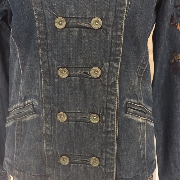 Sacage Double Breasted Embroidered Jean Jacket (M) - Picture 3 of 8